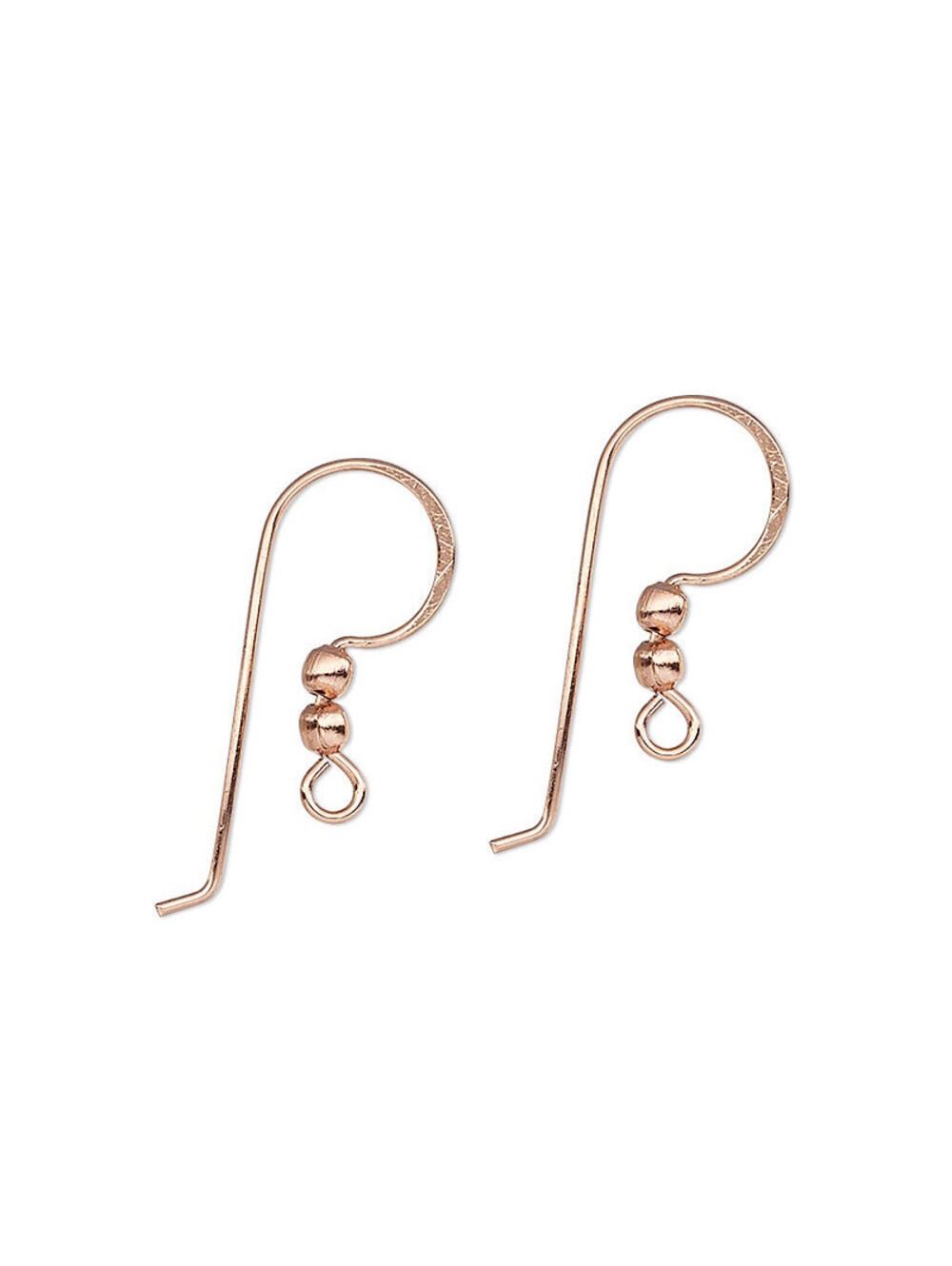 Solid India Copper 2 Ball Long Ear Hooks Earring Findings 10 pcs